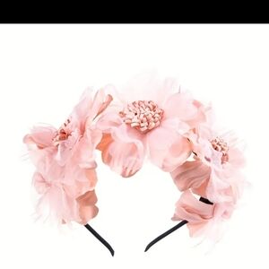 New handmade boutique floral metal flexible headband pink